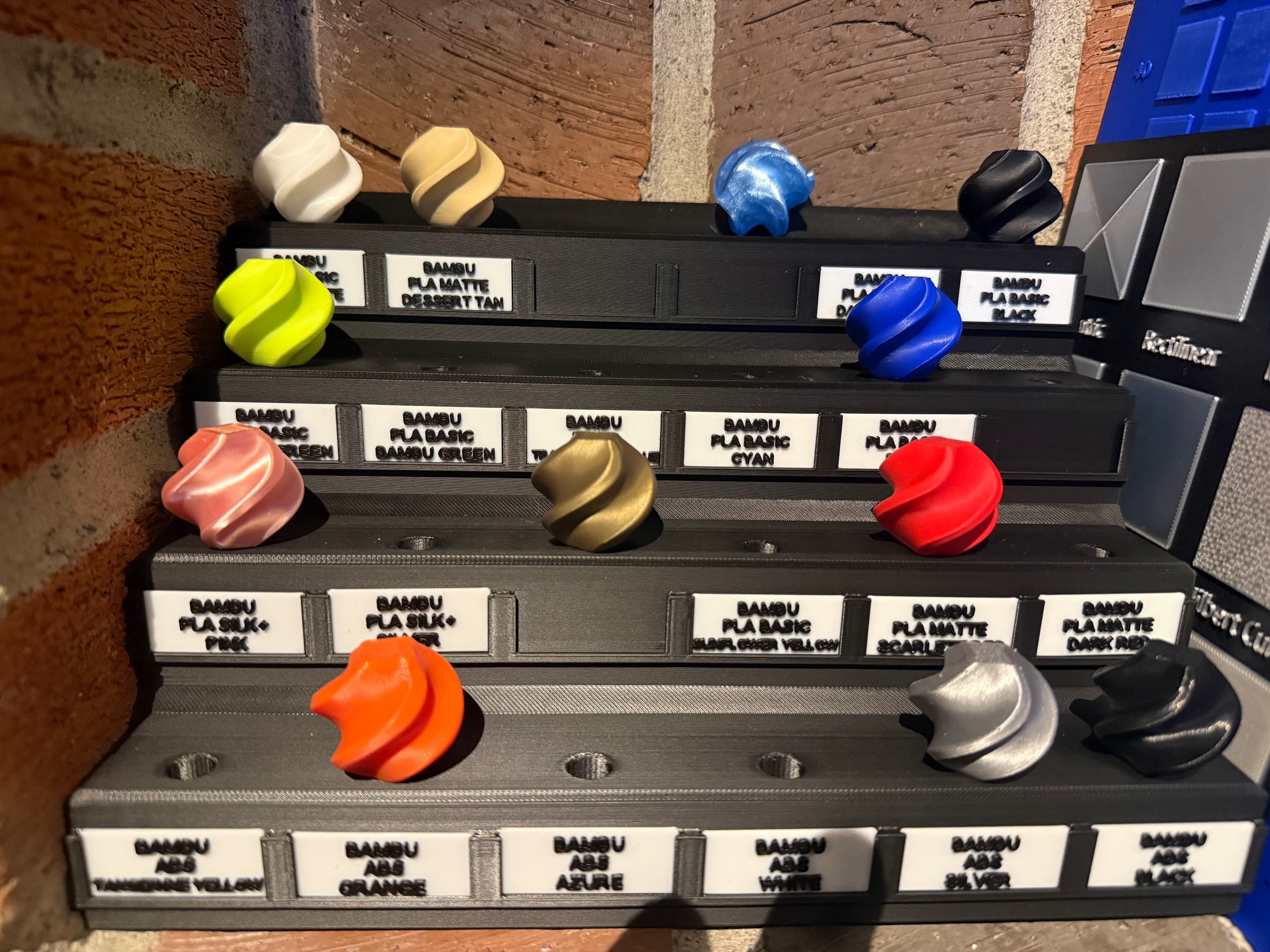 All our printed swatches displayed on a sample stand